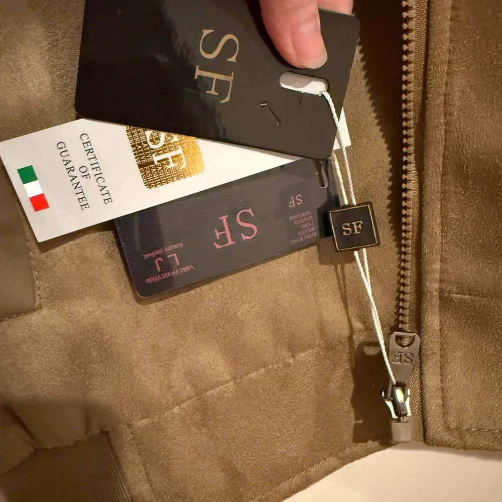 NWT Suede Style Bomber Jacket, Medium, Italian, Faux Leather, 1980's Euro Summer - Picture 5 of 12